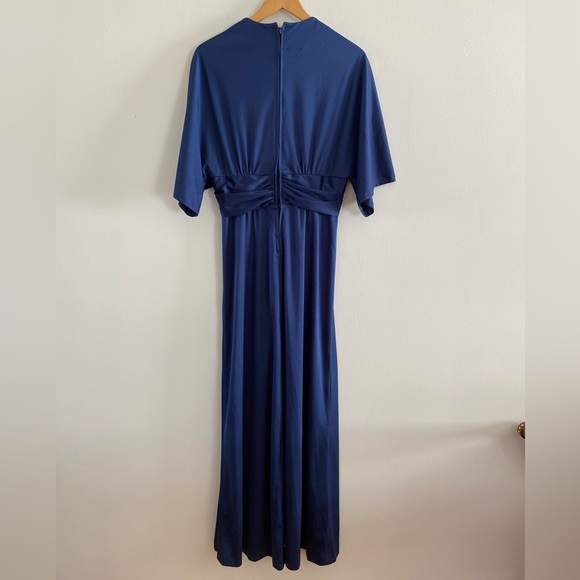 80s/90s Vintage deep blue maxi dress made in Hong Kong - S-M - Picture 6 of 7